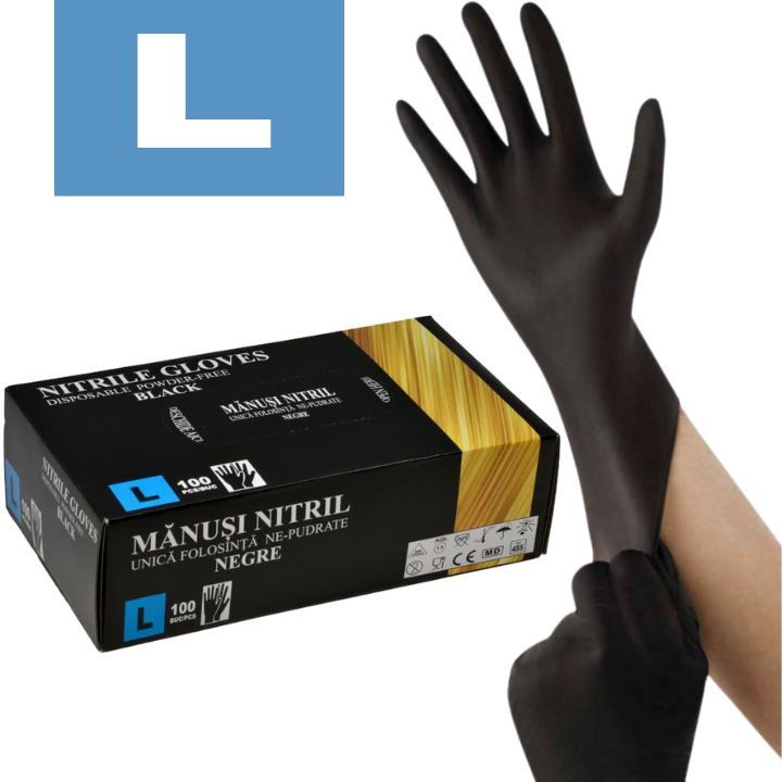 Manusi nepudrate nitril 100buc/cut, marimea L