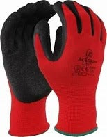 Manusi de lucru sintetice cauciucate rosii+negru 12buc/set