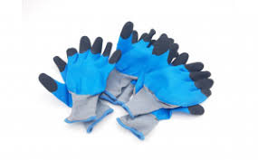 Manusi de Protectie 12/set, cu Eticheta, Acoperite cu Latex, Marimea 10, Albastru si Negru
