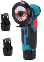 Mini polizor flex unghiular portabil 2 acumulatori 12V, 750W, 1500 mAh, 19500 rpm, 2 discuri 76 mm, soft start, design modern, Verde/Negru