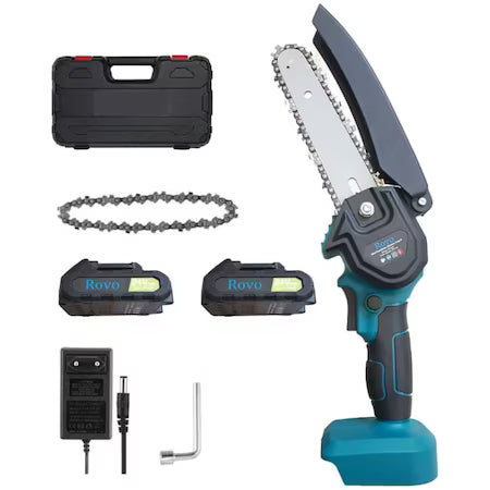 Rovo Mini Drujba Electrica, Lama de 15 cm, 2 Acumulatori de 21 V