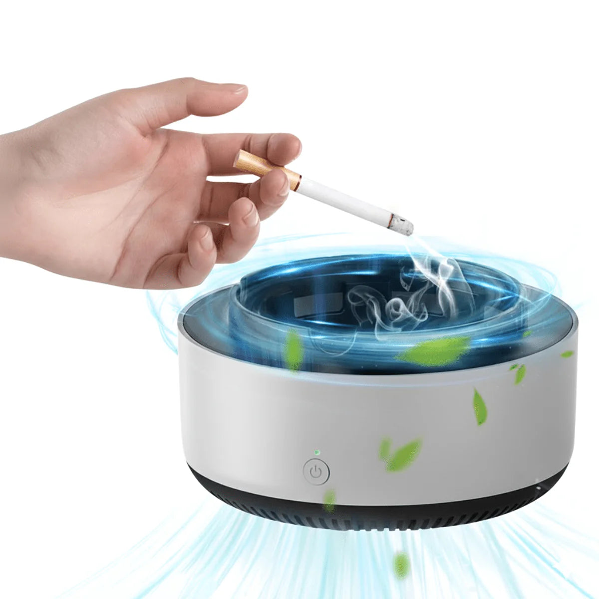Scrumiera electrica multifunctionala cu aspiratie si purificator de aer, design compact, pentru casa, birou sau masina