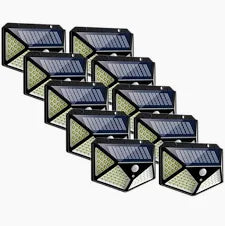Set 10 x Lampa 100 LED cu panou solar, senzor de miscare 3 moduri de iluminare