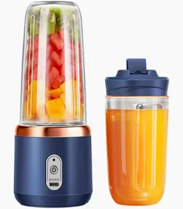 Mini Blender Portabil USB 6 Lame Inox | 400 Ml | 21000 RPM | 2 Pahare ABS | Baterie 12000 mAh