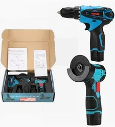 Set portabil 2 in 1 ,Masina de gaurit  si polizor unghiular de 10.000 Rpm cu bateri ,discuri si accesorii