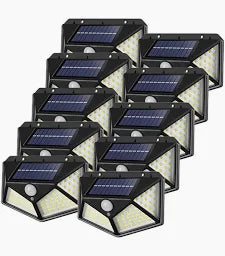 Set 10 x Lampa 100 LED cu panou solar, senzor de miscare 3 moduri de iluminare