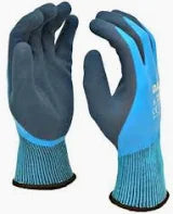 Manusi de Protectie 12/set, cu Eticheta, Acoperite cu Latex, Marimea 10, Albastru si Negru