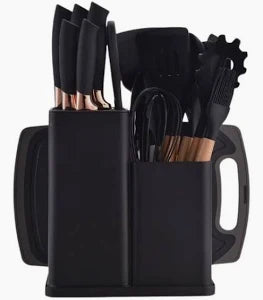 Set ustensile bucatarie , cu suport, 19 piese