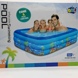 Piscină Gonflabilă Dreptunghiulară pentru Copii și Familie, Design Ocean Life, 260 x 170 x 56 cm,1 boxa cadou